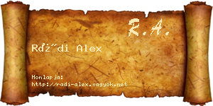 Rádi Alex névjegykártya