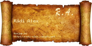 Rádi Alex névjegykártya